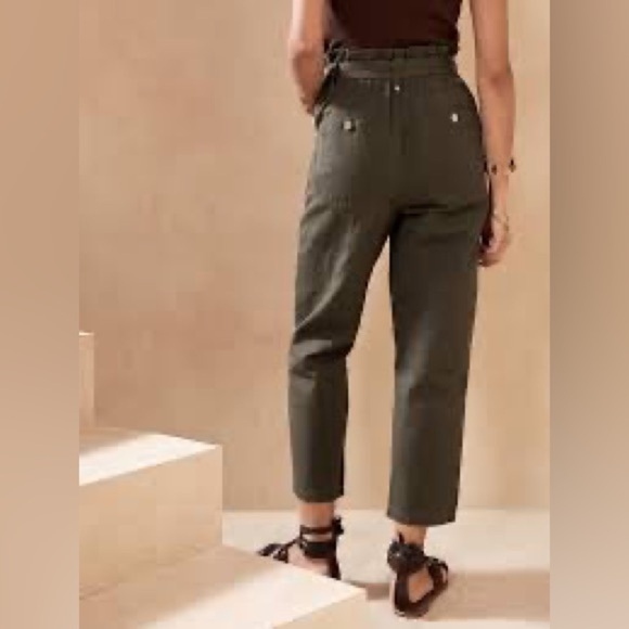 Banana Republic Green Linen Tapered Pants The Paperbag Pant Size 20 - Picture 2 of 15